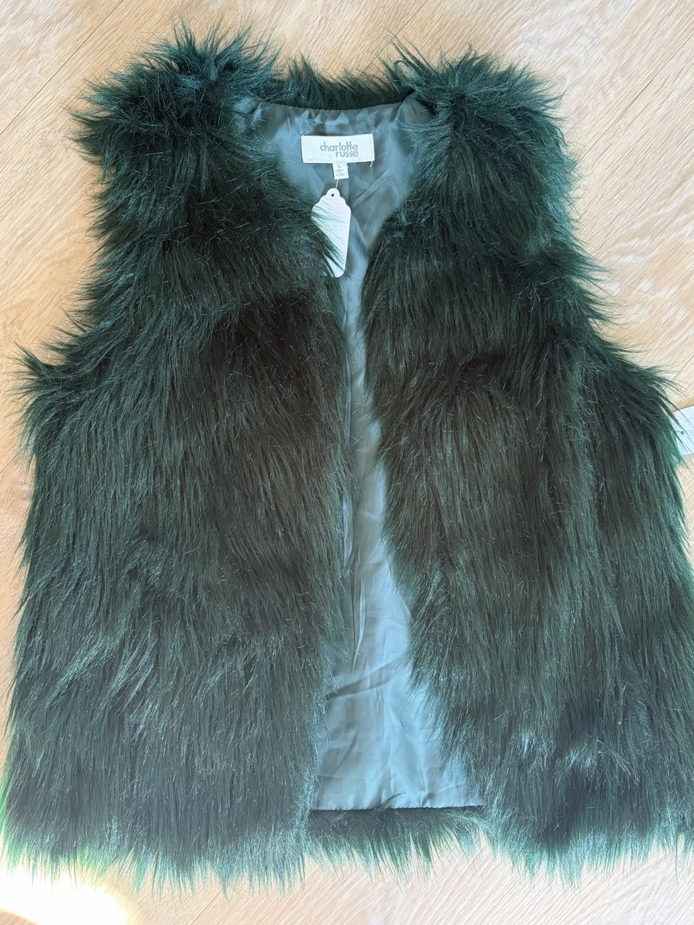 Charlotte Russe Green Faux Fur Vest Size S NWT